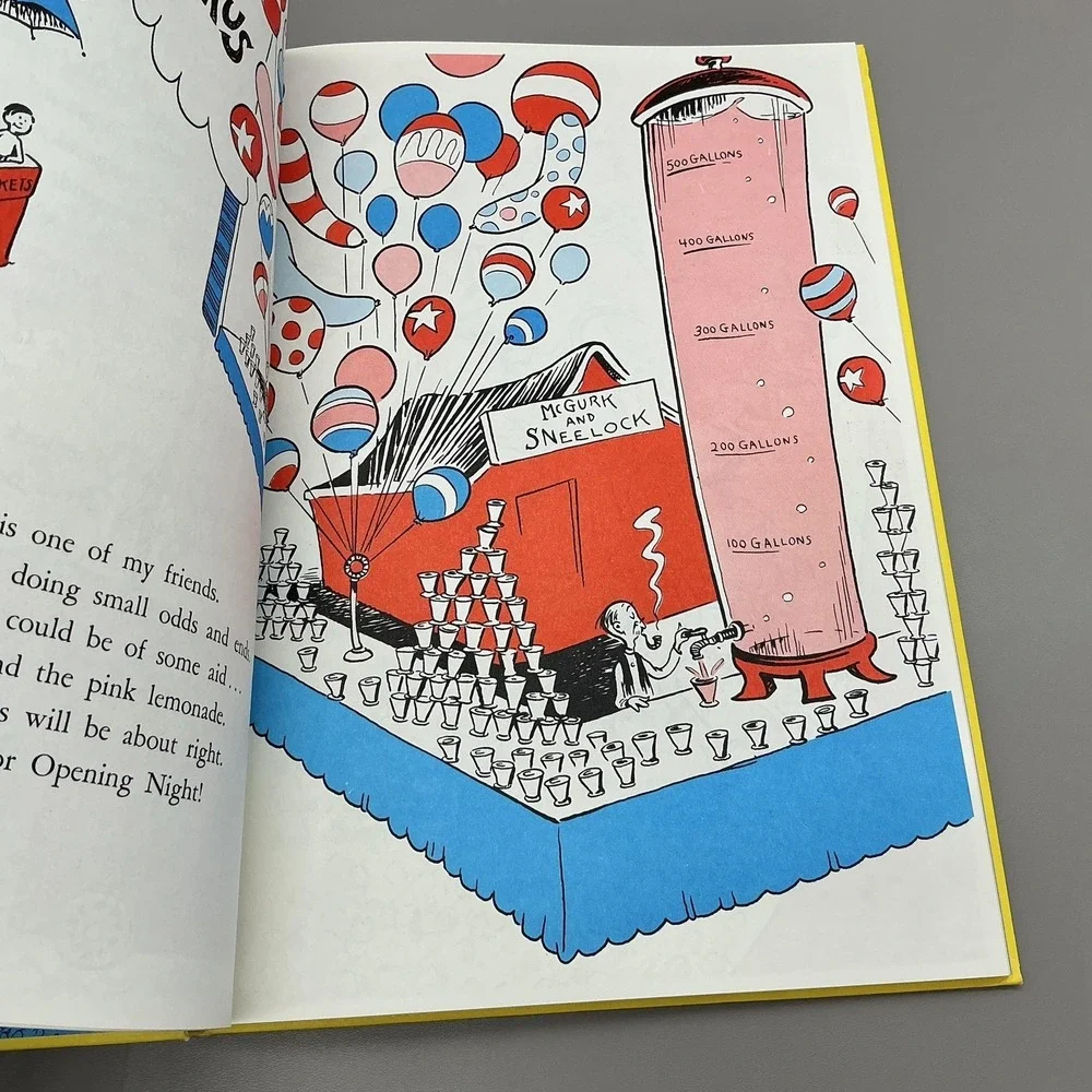 Vintage If I Ran The Circus Dr Seuss 1956 Random House HC Red Yellow Illustrated